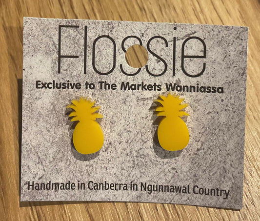Earrings Yellow Pineapple Studs