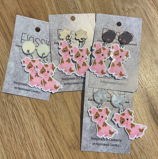 *Earrings Muddy Pigs Dangles