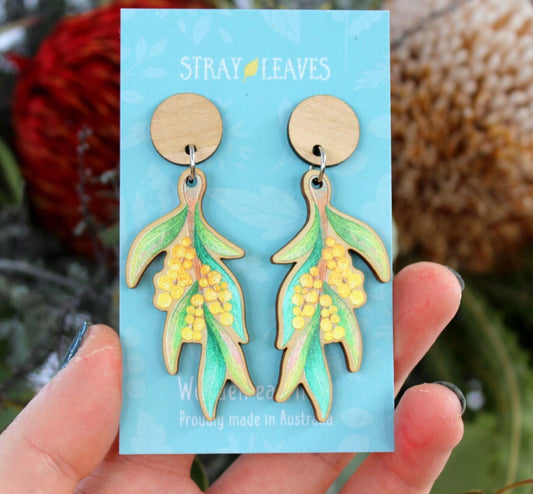 Wooden Wattle Statement Earrings