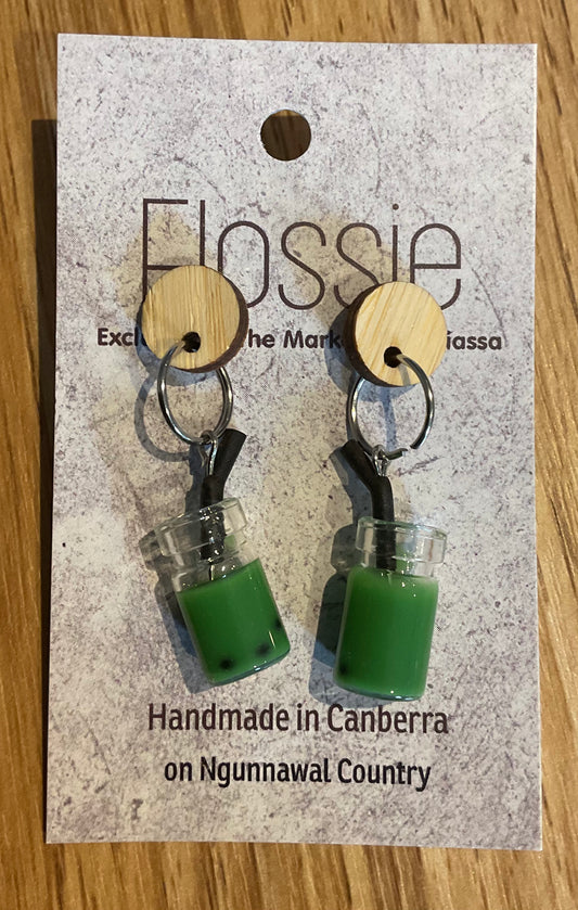 *Earring Matcha Drink Dangles
