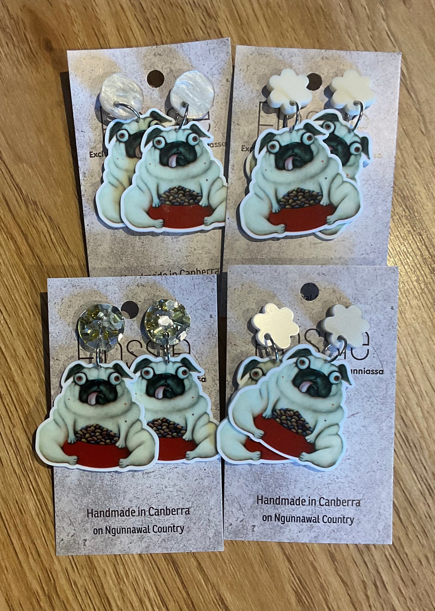*Earrings Pig the Pug Dangles