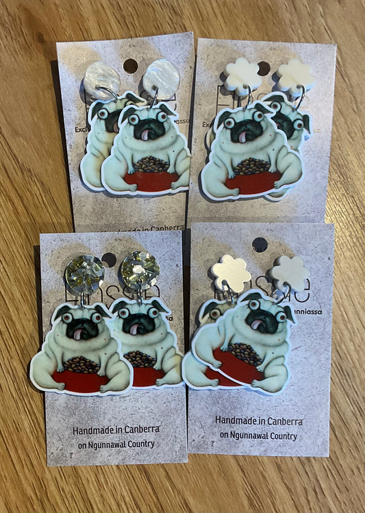 *Earrings Pig the Pug Dangles