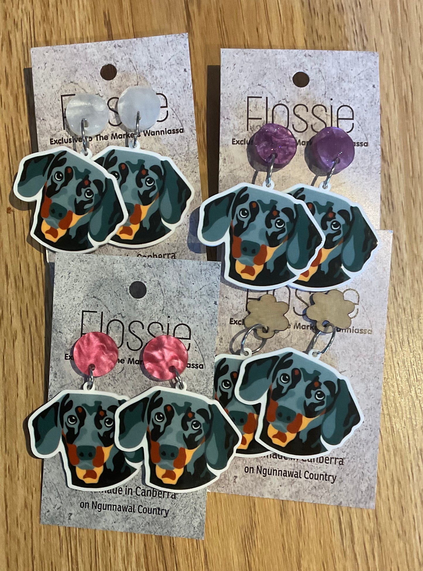 *Earrings Dachshund Face Dangles