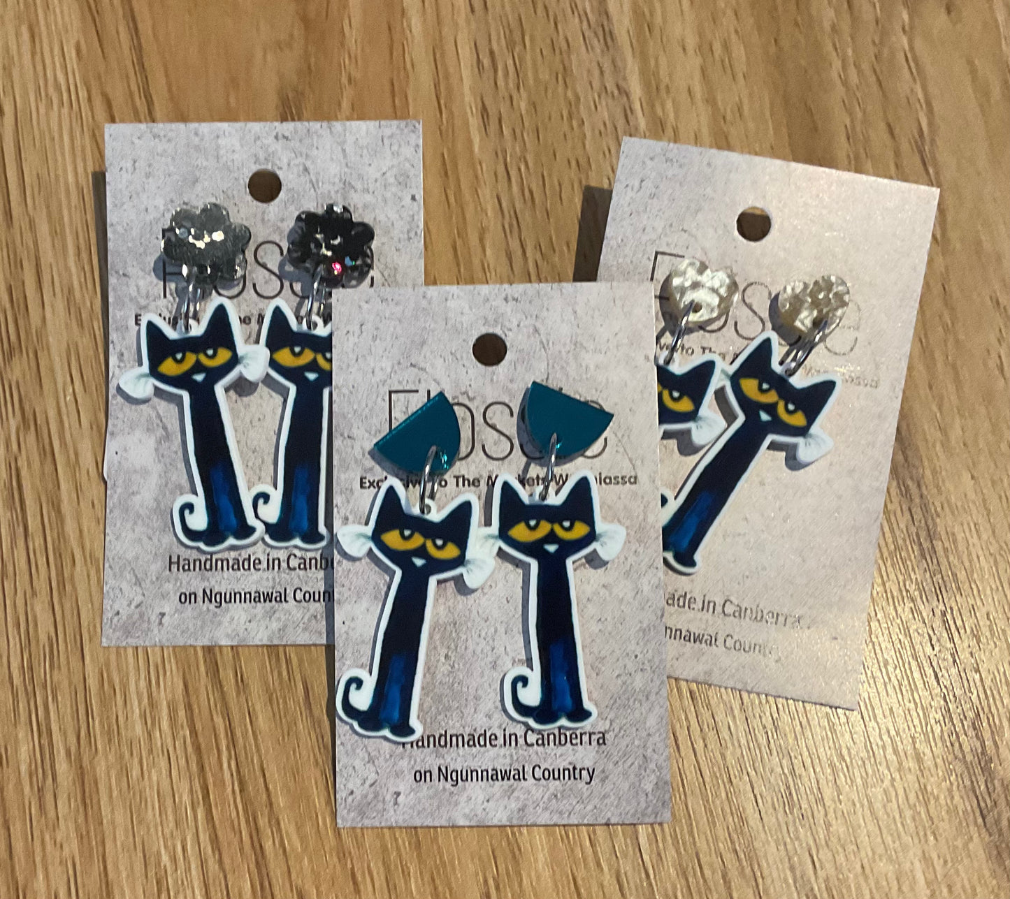 *Earrings Black Cat Dangles