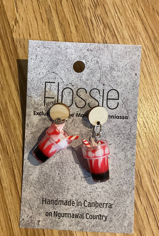 *Earring Strawberry Milkshake Dangles