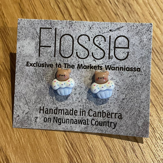 *Earrings Teddy Cupcake Studs