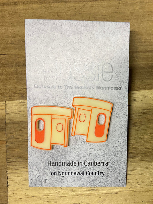 Canberra Bus Shelter Earrings Stud Painted