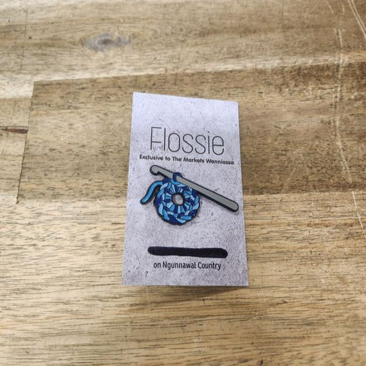Blue Crochet Enamel Pin