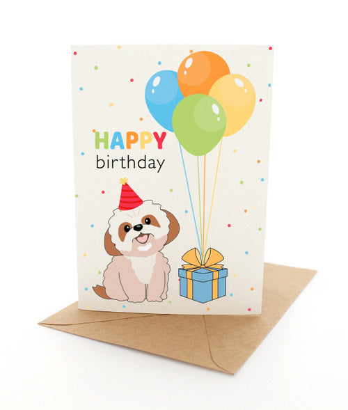 *Happy BIrthday Puppy Balloons Card