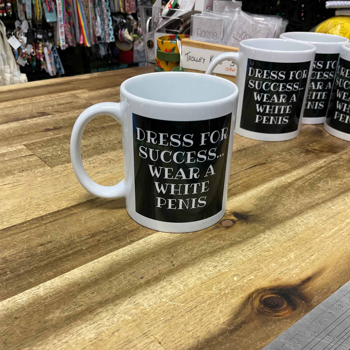 Naughty Corner Mug - Dress For Success, Wear a White P*nis