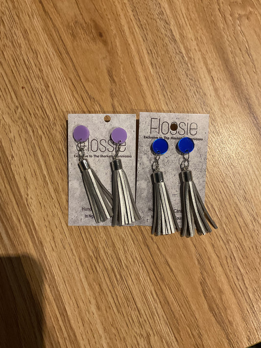 *Earrings Silver Tassel Dangles