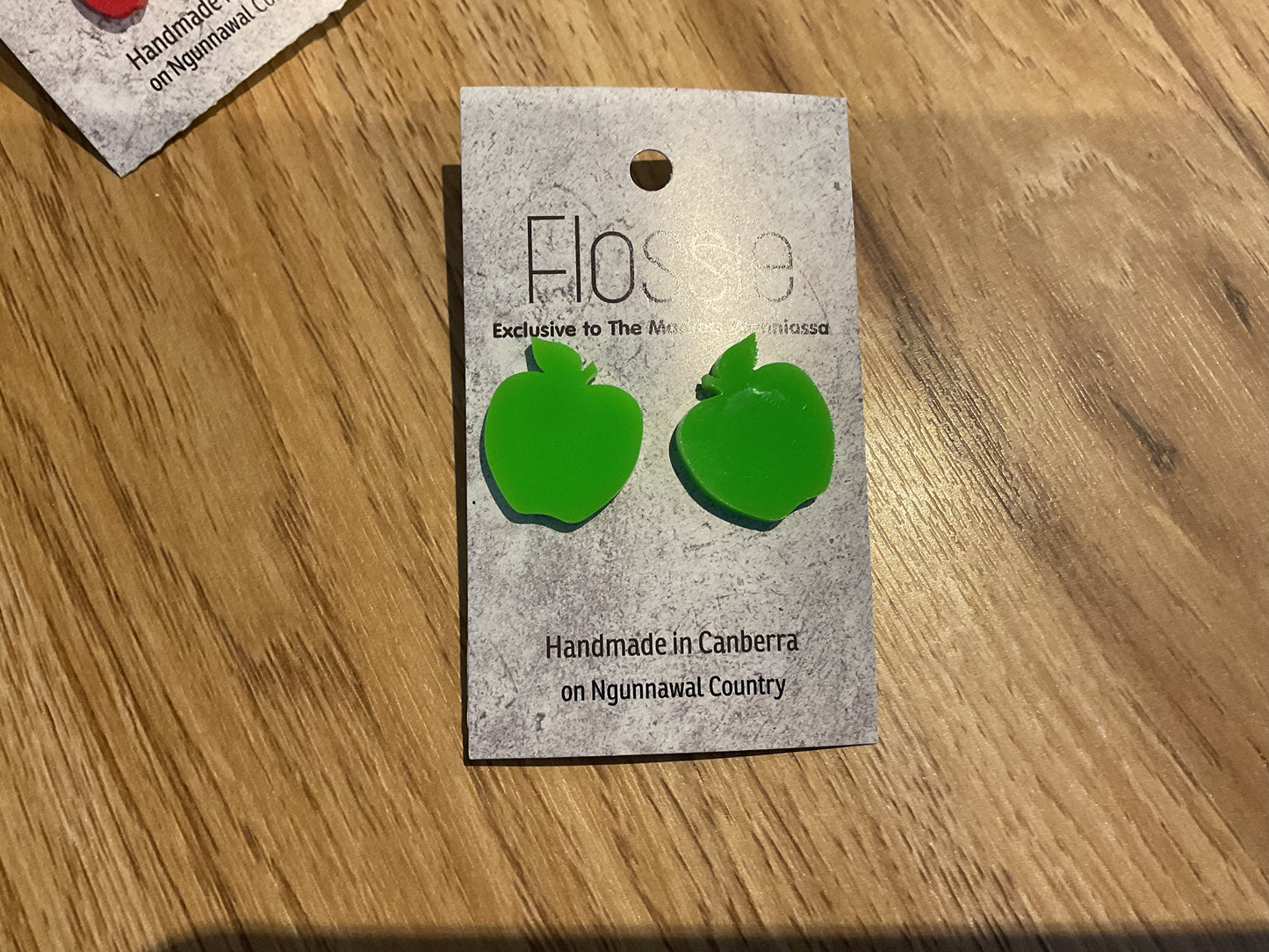 *Earrings Big Green Apple Studs