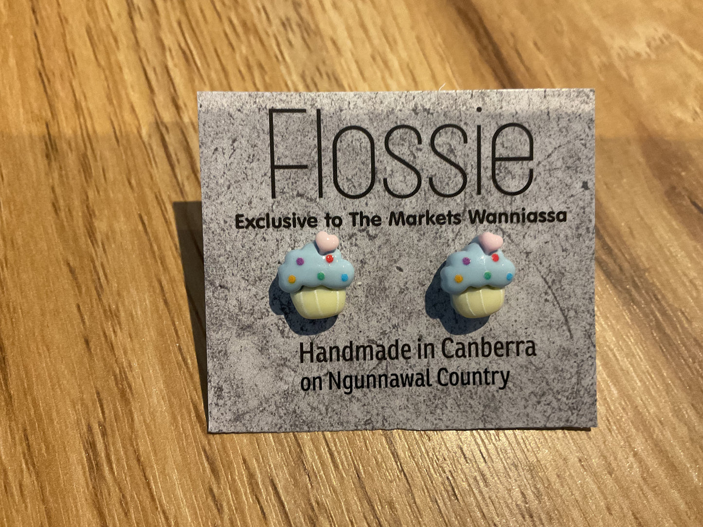*Earrings Blue Cupcake Studs