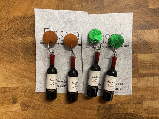 Earrings Red Wine Bottles