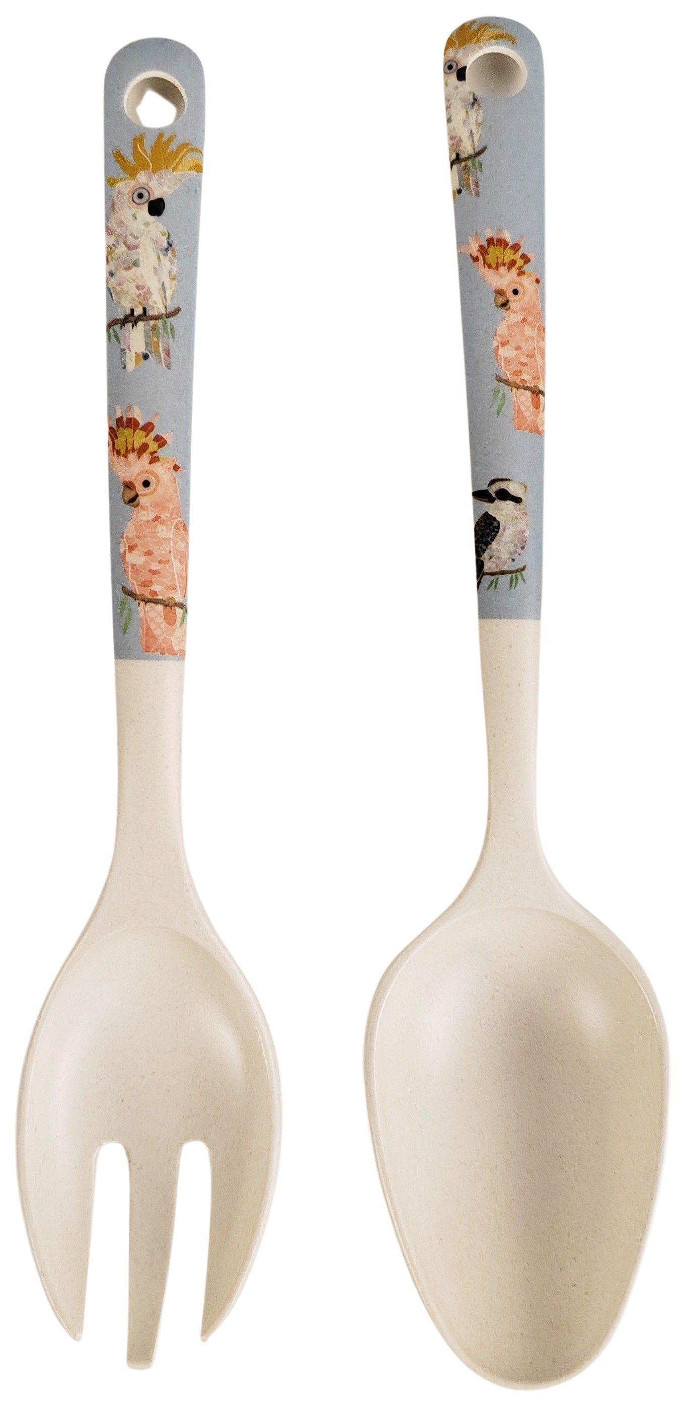 Australian Birds Salad Servers Blue