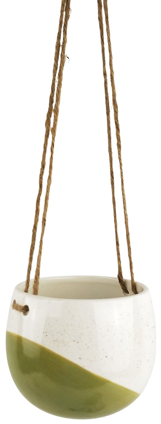 Avery Dot Round Hanging Planter Olive