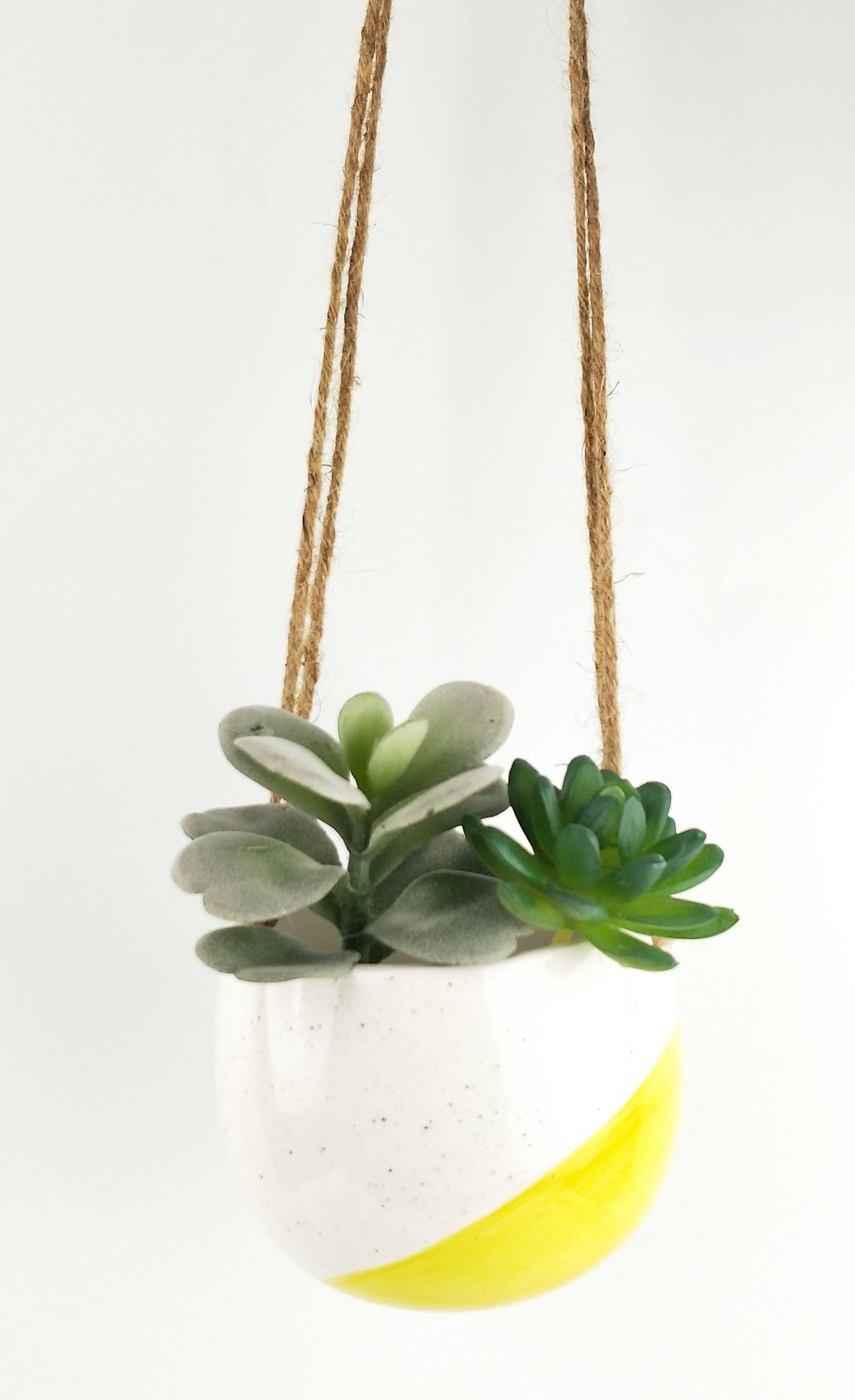 Avery Dot Round Hanging Planter Yellow