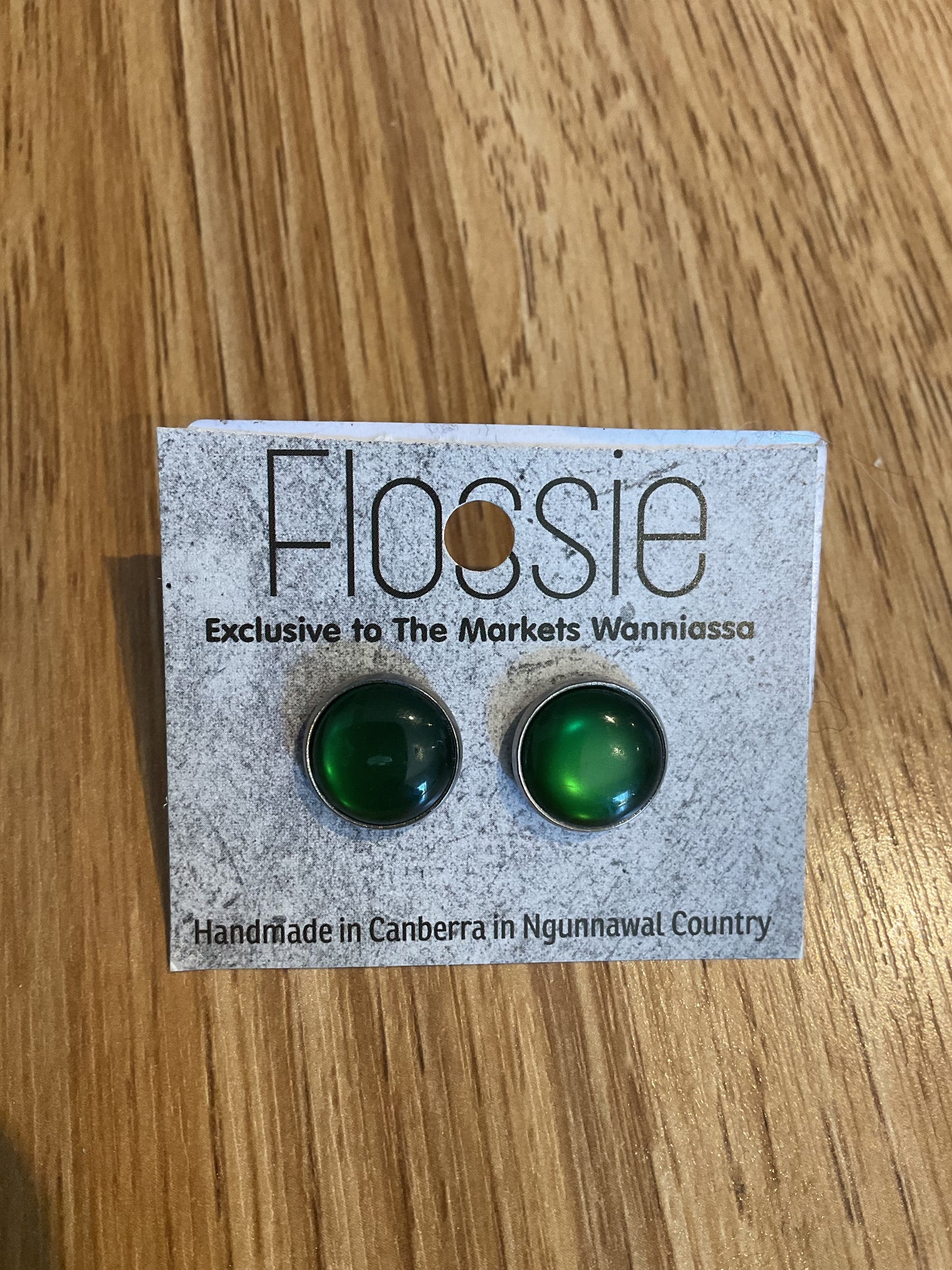 *Earrings Glass Dome Studs Grass