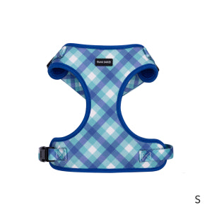 Teal Gingham Dog Harness - S