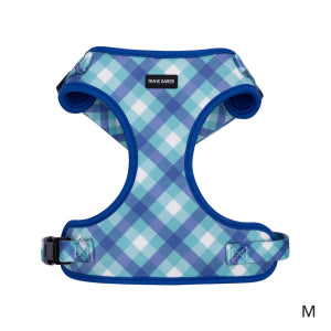 Teal Gingham Dog Harness - Medium