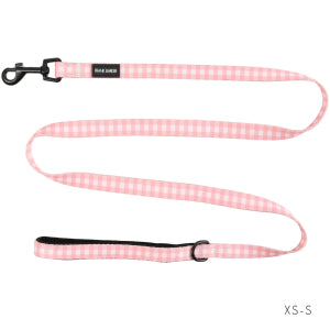 Pink Gingham Dog Lead XS-S
