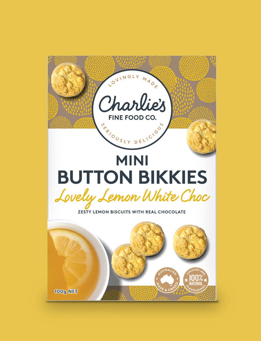 Mini Button Bikkies - Lovely Lemon White Choc
