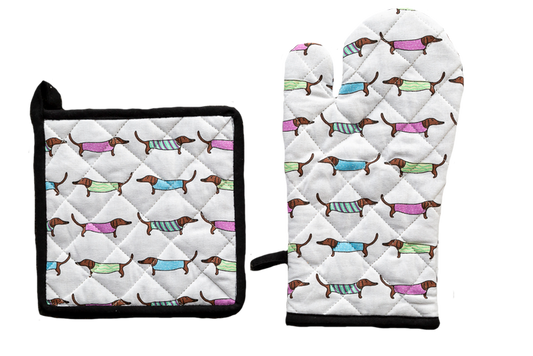 *Oven Glove & Pot Holder Set - Sausage Dogs