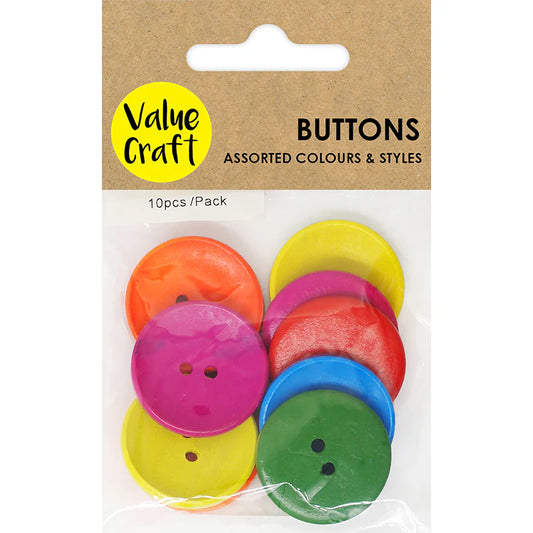 Coloured Wooden Buttons 3cm - 10pc