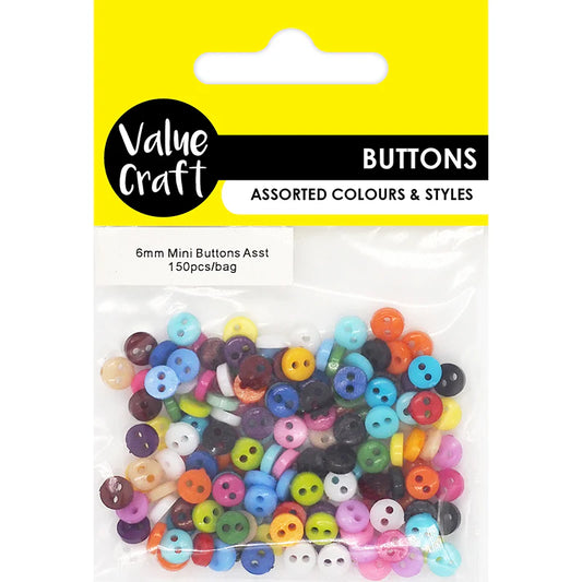 Mini Round Acrylic Buttons - 150pc