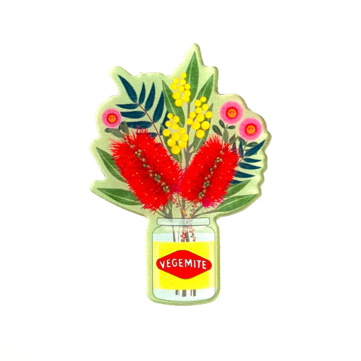 Native Blooms in Vegemite Jar Pin