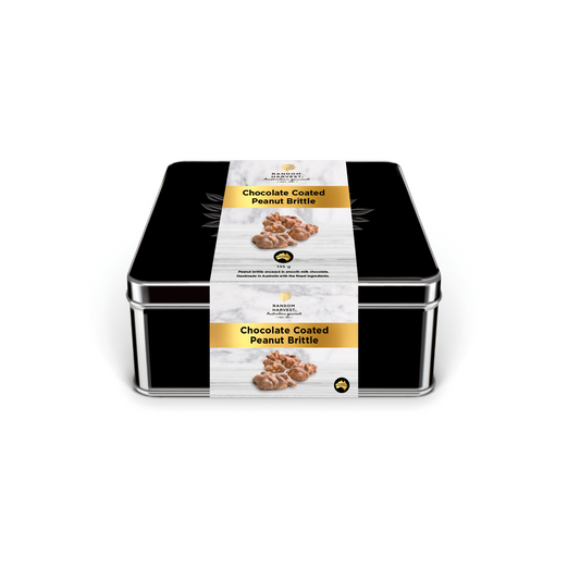Chocolate Coated Peanut Brittle in Tin 135g