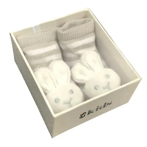 Bunny Socks with Rattles - Grey