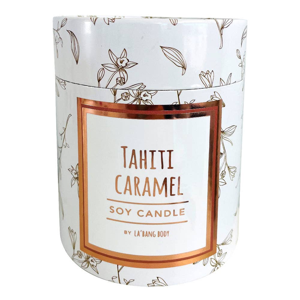Wooden wick Candle - Tahiti Caramel - Rose Gold Luxe edition