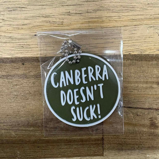 Canberra Doesn't Suck Keyring - Green