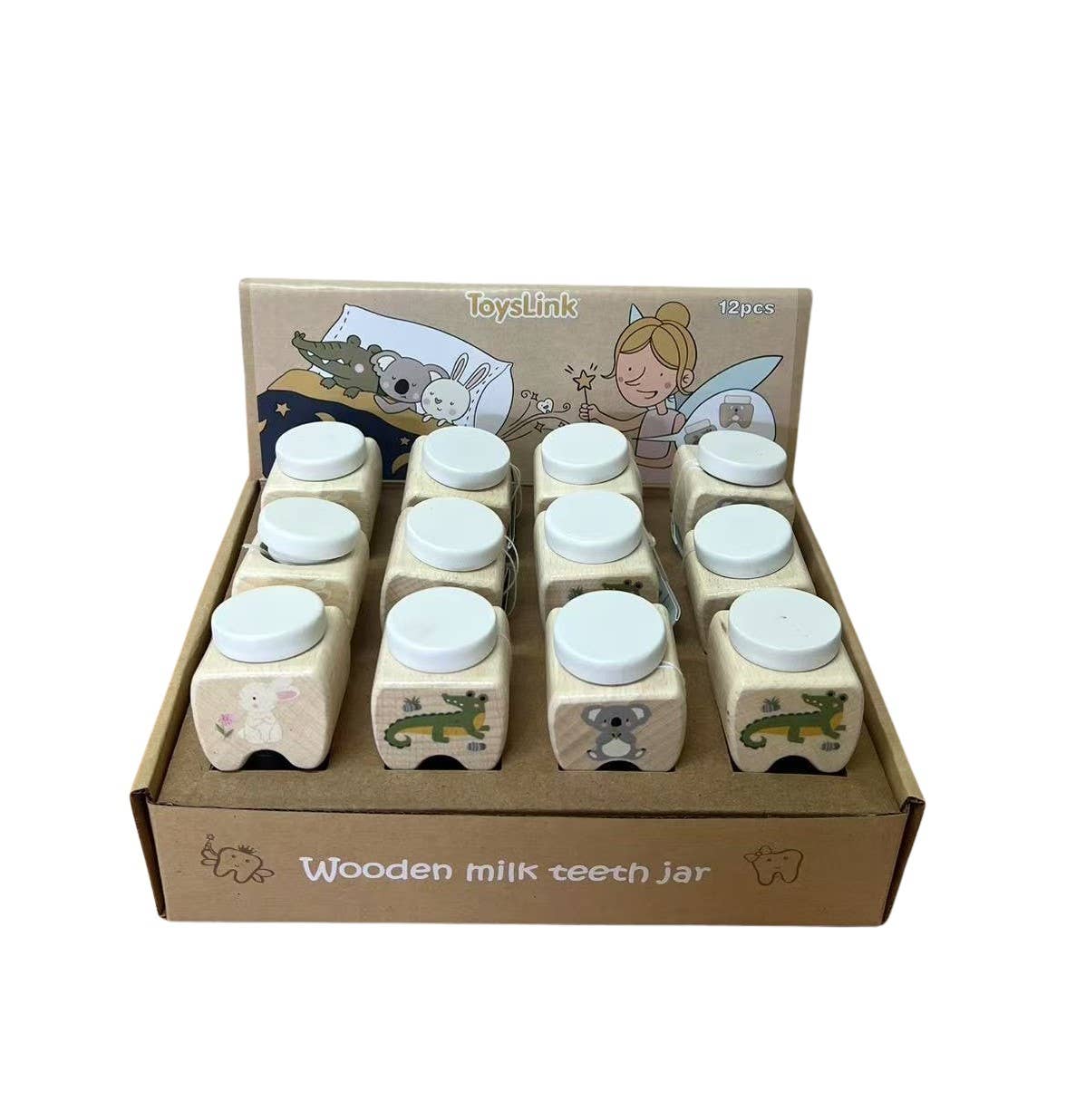 Wooden Tooth Fairy Box-Koala, Bunny and Crocodile