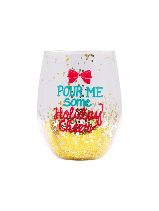 Stemless Wine Glass - Holiday Cheer