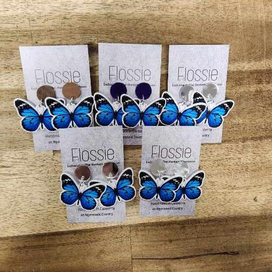 Earrings Blue Butterflies Dangles