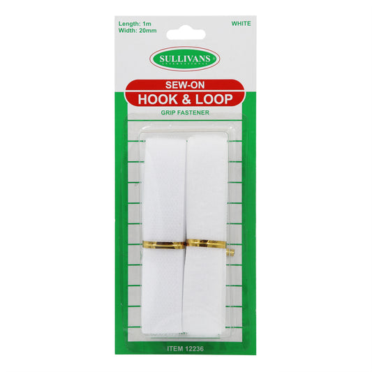 Sew-On Hook & Loop 25mm White