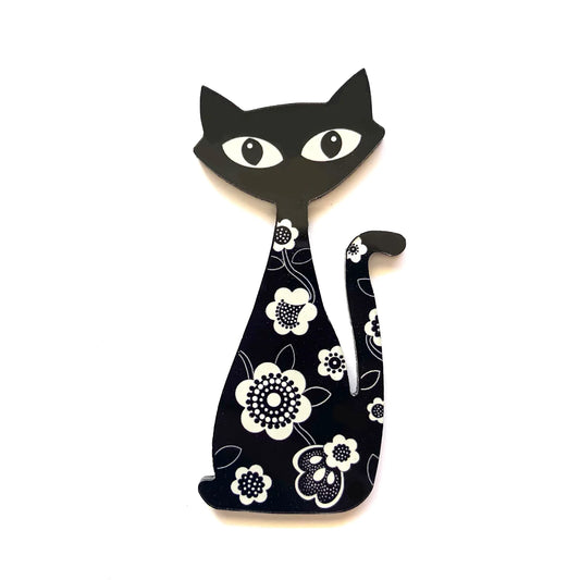 Black Retro Cat Pin