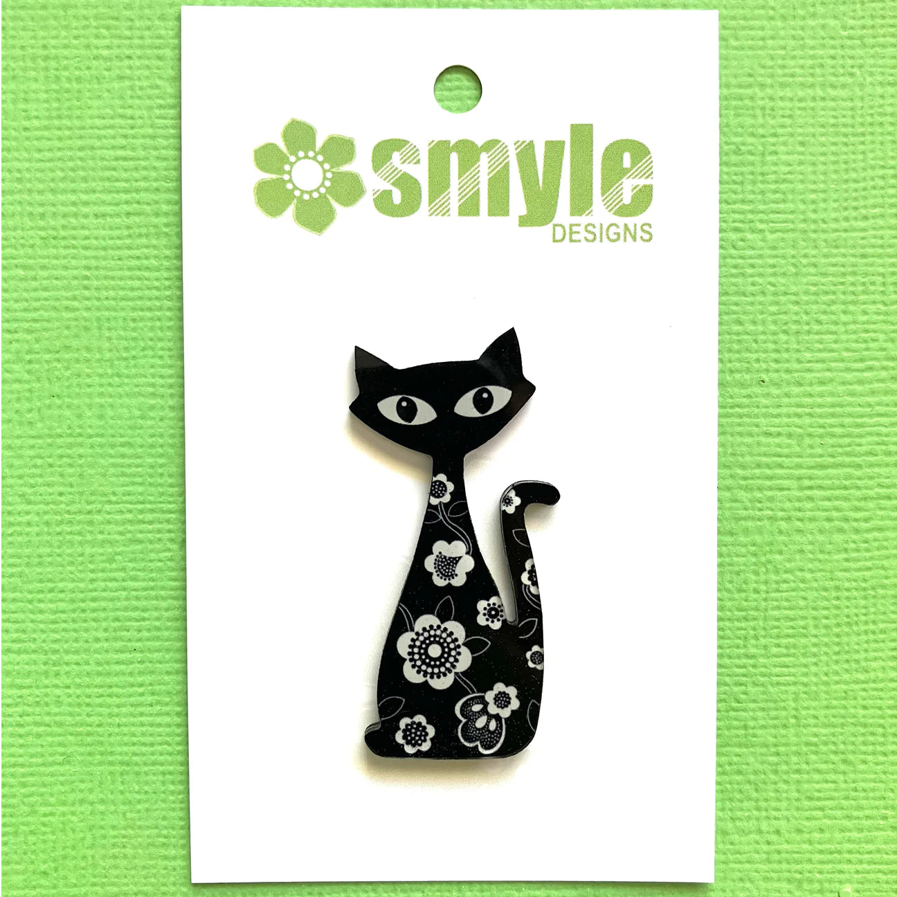 Black Retro Cat Pin