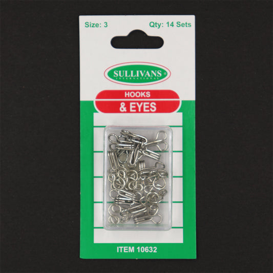 Hook and Eyes size 3 - Silver