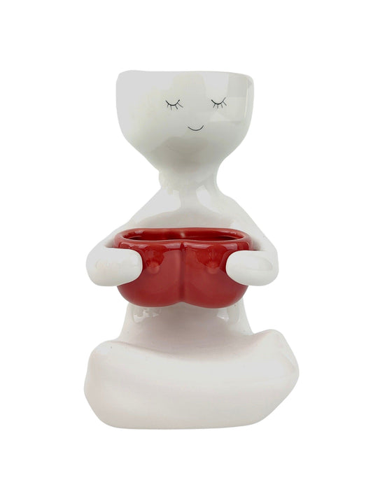Lady Holding Booby Pot Planter - Berry