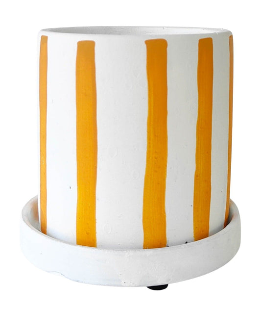 Julia Stripe Planter - Mustard