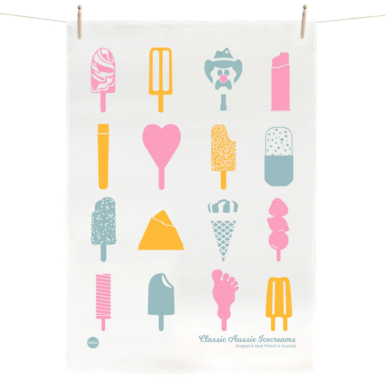 Burbia Classic Aussie Ice Creams Tea Towel