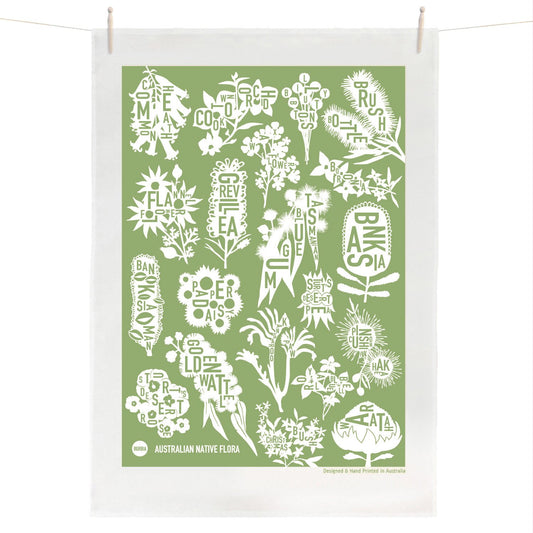 Classic Australian Native Flora Tea Towel