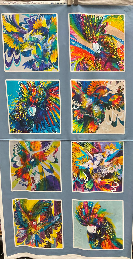 Fabric Panel - Birding The Blues De Gillett Cox