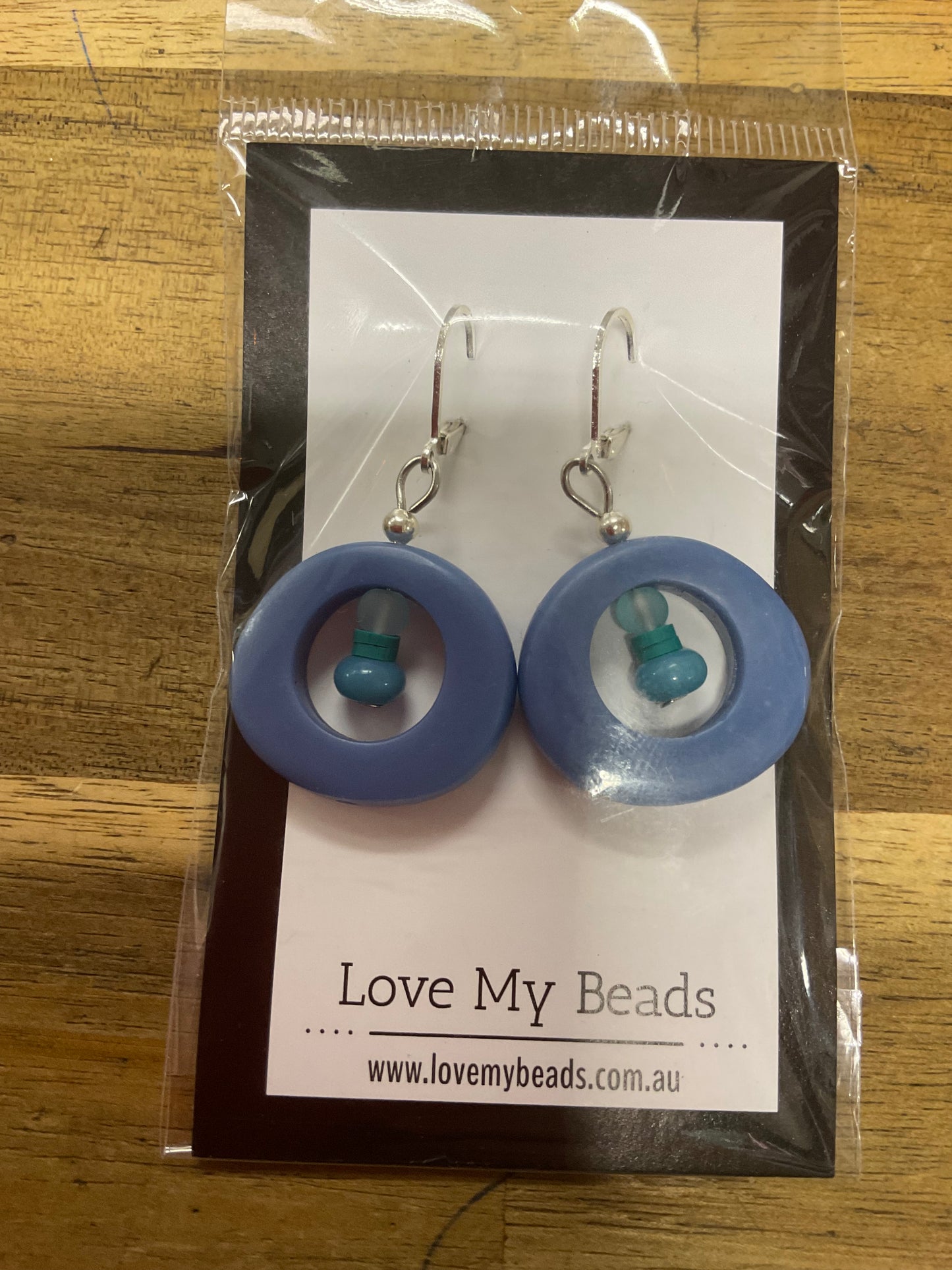 Earrings Resin Donut Small Blues