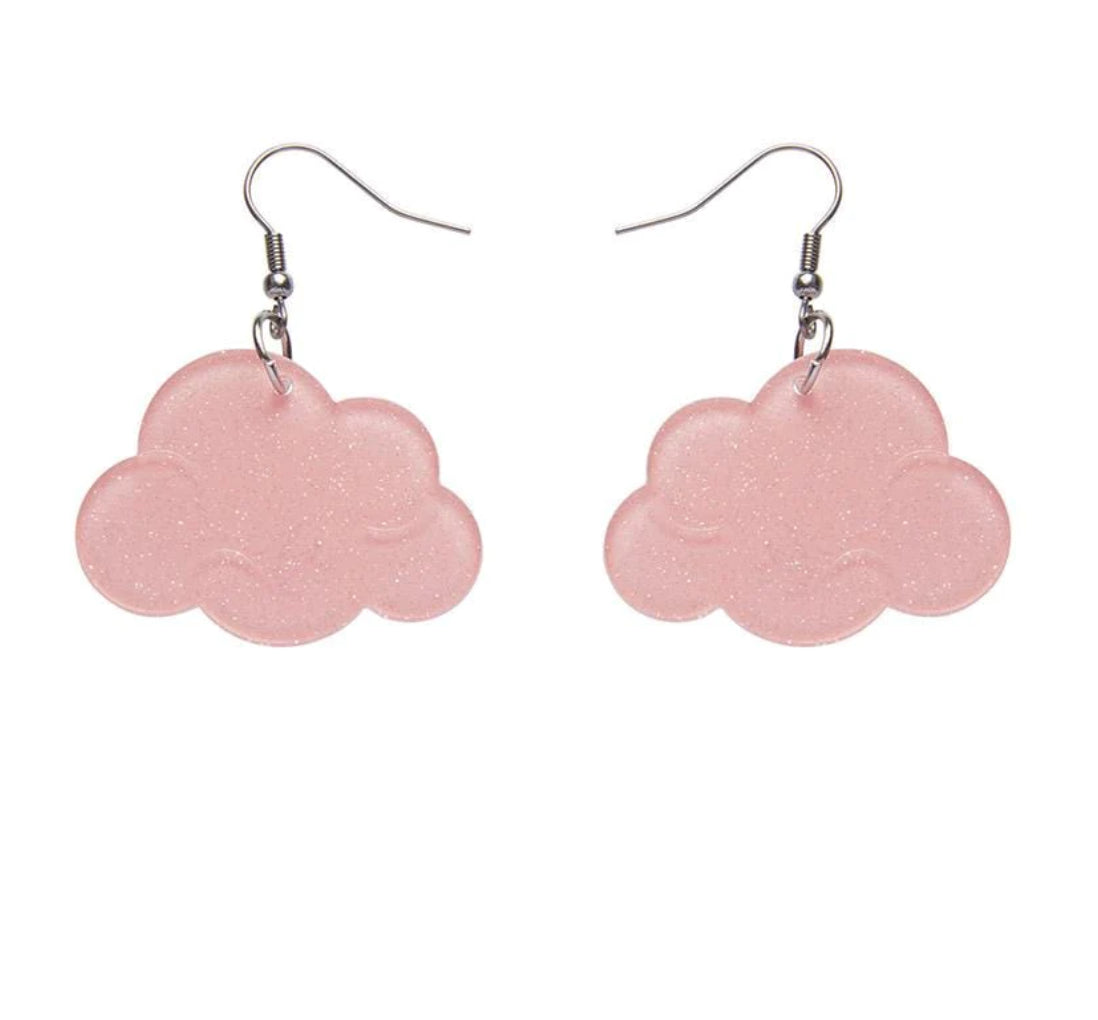 Essential Earrings Cloud Solid Glitter Resin Drop Pink
