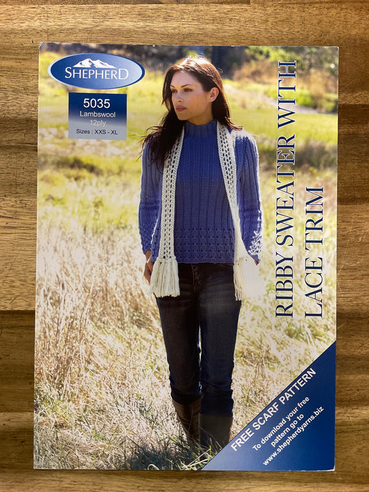Ribby Sweater with Lace Trim Pattern *DISCONTINUED
