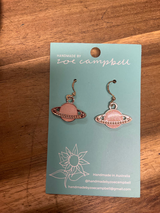 Novelty Planet Earrings Pink